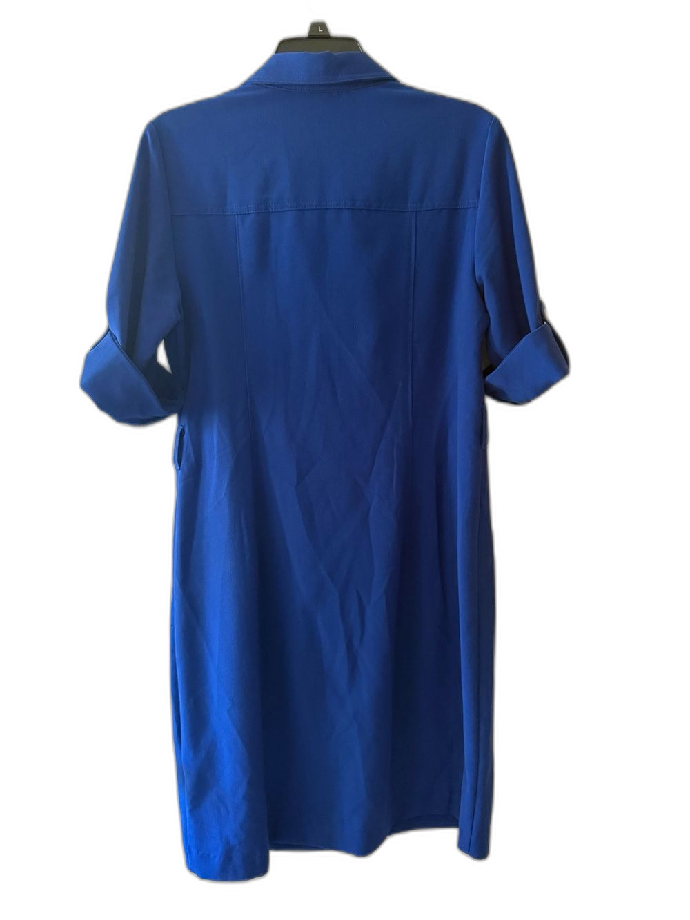 Sharagano Royal Cobalt Blue Zip Front Utility Safari Dress Size 10 - Picture 2 of 5